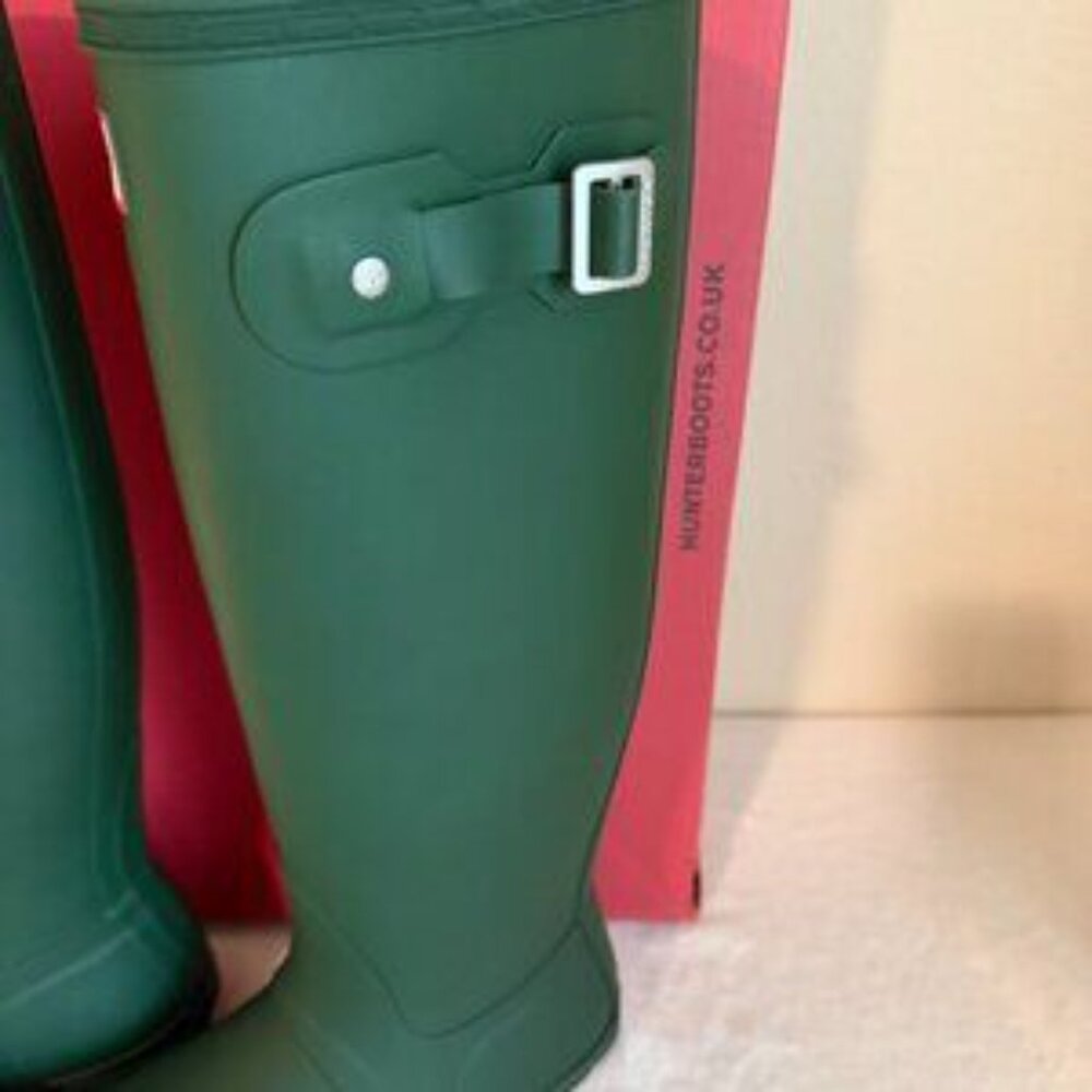 New Hunter Women's Original Tall Waterproof Rain Boots Size 7 Green Adjustable - Picture 7 of 10